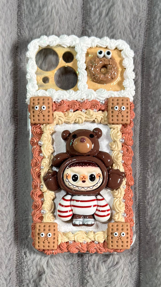 Handmade Labubu Cream Phone Case | Pop Mart Kawaii Art • Custom Phone Accessory