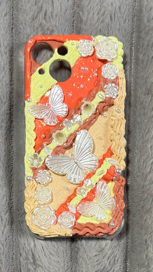 Handmade 3D Butterfly & Rose Decoden Phone Case – Y2K Whimsical Glam