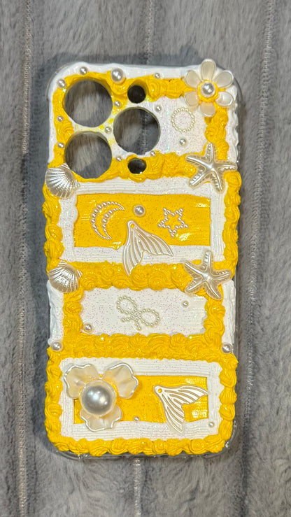 Funda para teléfono hecha a mano con pegamento crema “Vibrant Bloom” 