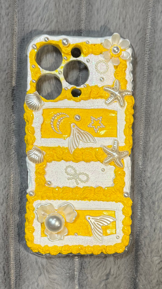 Handmade Ocean Whipped Cream Phone Case – Yellow Mermaid Aesthetic