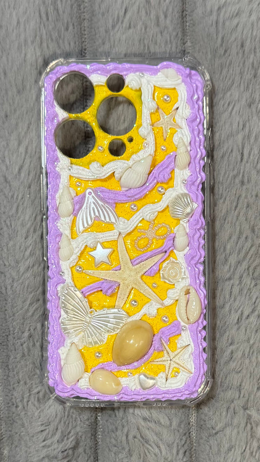 Ocean Breeze Handmade Whipped Cream Phone Case – Starfish, Shells & Pearls