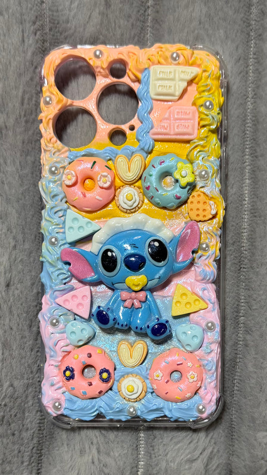 🍩 Kawaii Stitch Dessert Phone Case – Handmade 3D Creamy Whip Art for iPhone & Samsung