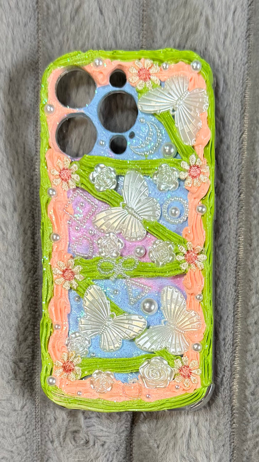 🦋 Fairycore Garden Dream Phone Case – Handmade 3D Whipped Cream Art for iPhone & Samsung