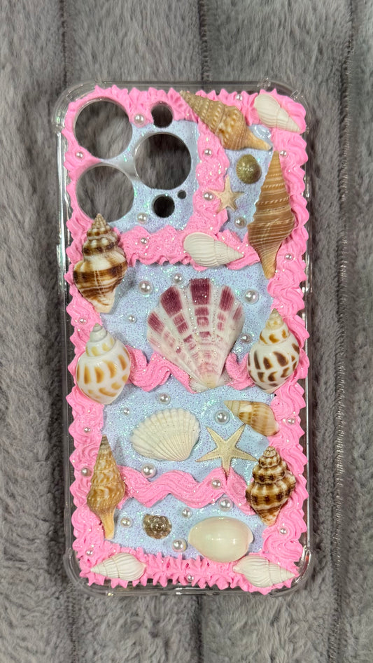 ✨ Ocean Dream Pink Seashell Whipped Cream Phone Case – Handmade Coastal Aesthetic for iPhone & Samsung