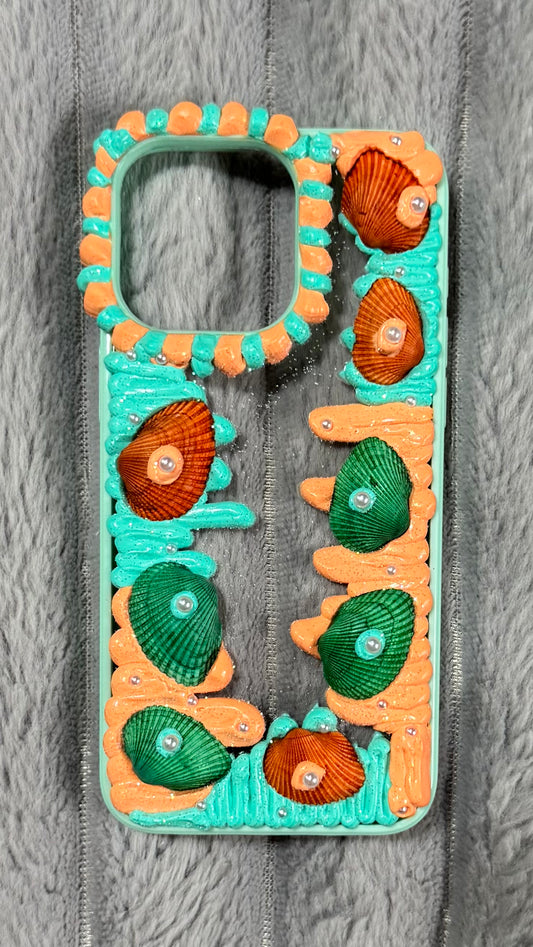 Funda para teléfono hecha a mano con pegamento crema “Vibrant Bloom” 