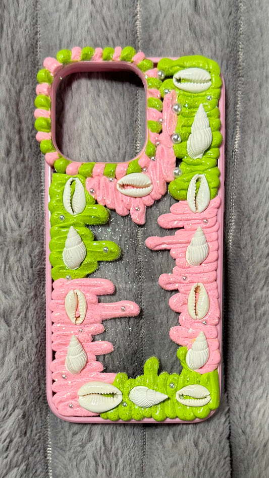 Funda para teléfono hecha a mano con pegamento crema “Vibrant Bloom” 