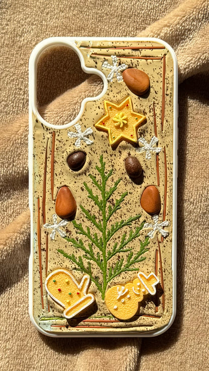 Natural Christmas Coffee & Pine Handmade Phone Case