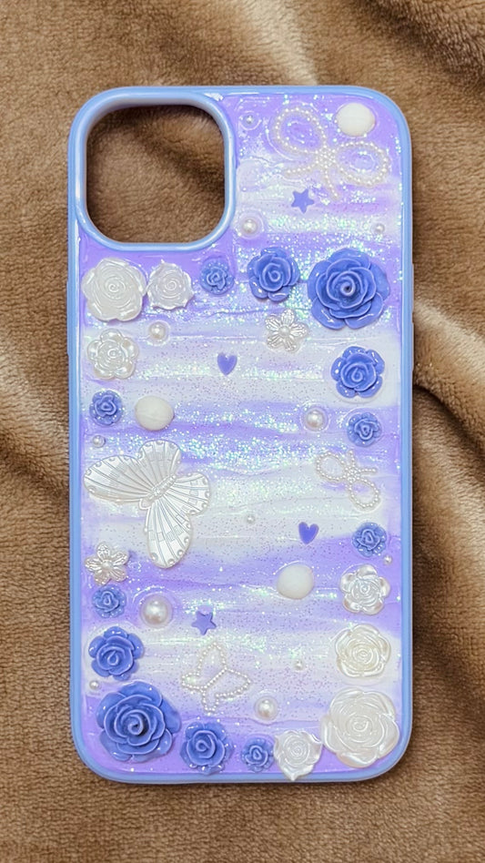 Romantic Lavender Rose & Butterfly 3D Decoden Case