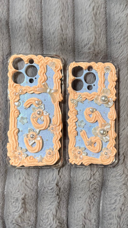 two Regal Peach Pearl Whip Phone Cases – Handmade Baroque Glamour