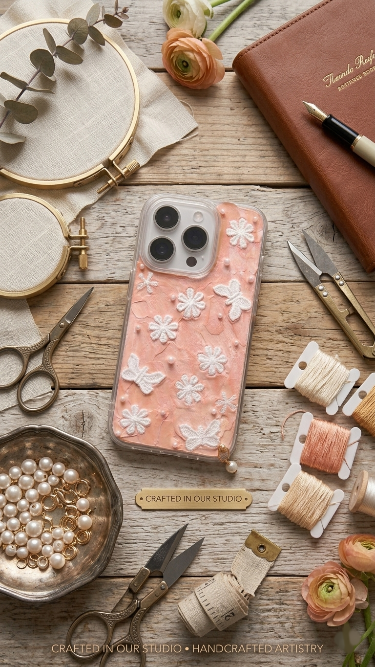 3D Butterfly Floral Creamy Case | Aesthetic Handmade Cover
