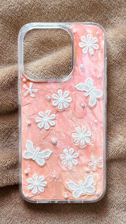 3D Butterfly Floral Creamy Case | Aesthetic Handmade Cover