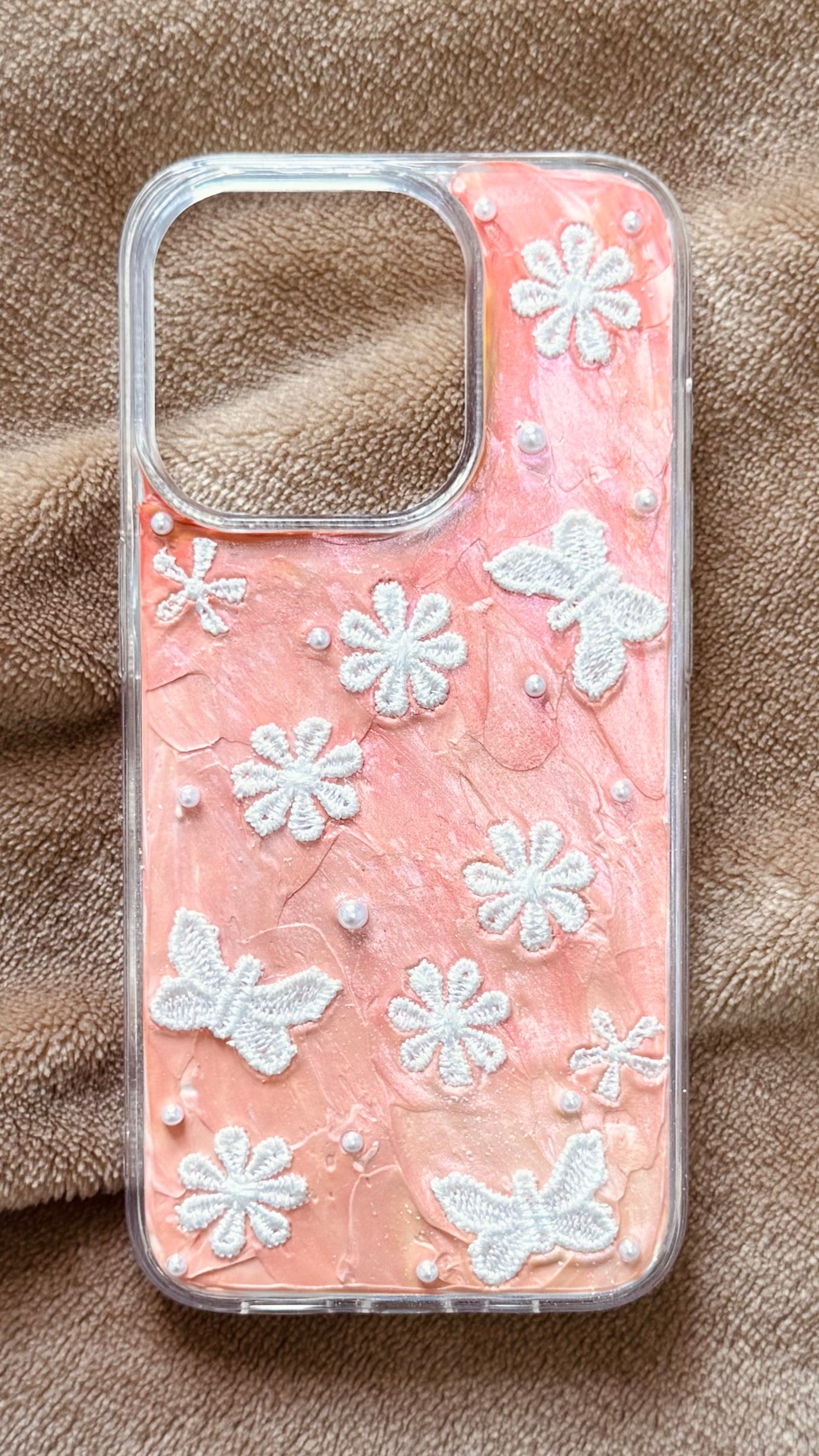 3D Butterfly Floral Creamy Case | Aesthetic Handmade Cover