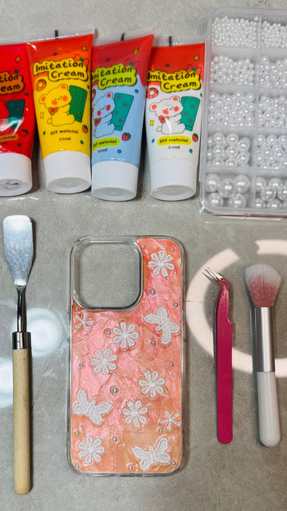 3D Butterfly Floral Creamy Case | Aesthetic Handmade Cover