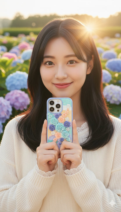 Funda para teléfono hecha a mano con pegamento crema “Vibrant Bloom” 