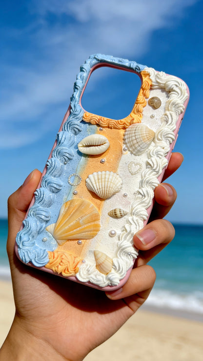 Coque de téléphone faite main avec colle crème « Vibrant Bloom » 