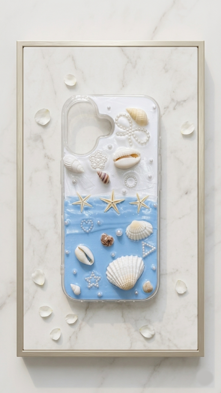 3D Shell & Pearl Handmade Decoden Case