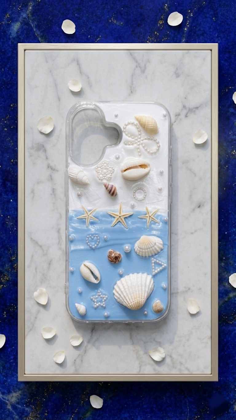 3D Shell & Pearl Handmade Decoden Case