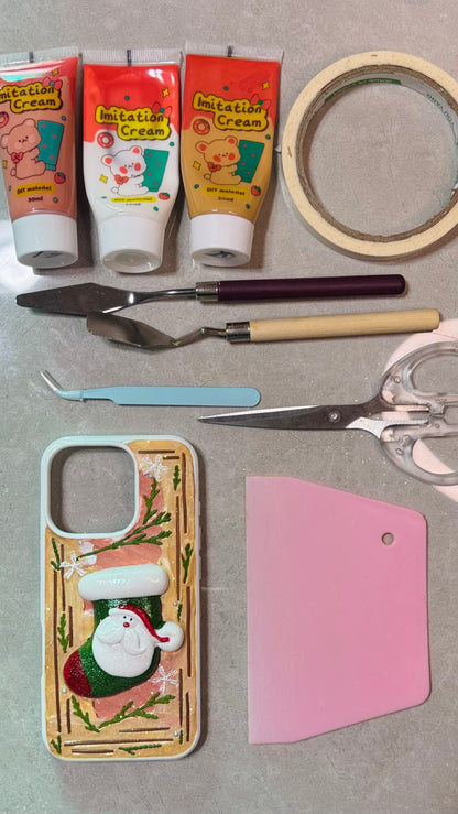 3D Santa Stocking Christmas Cream Phone Case