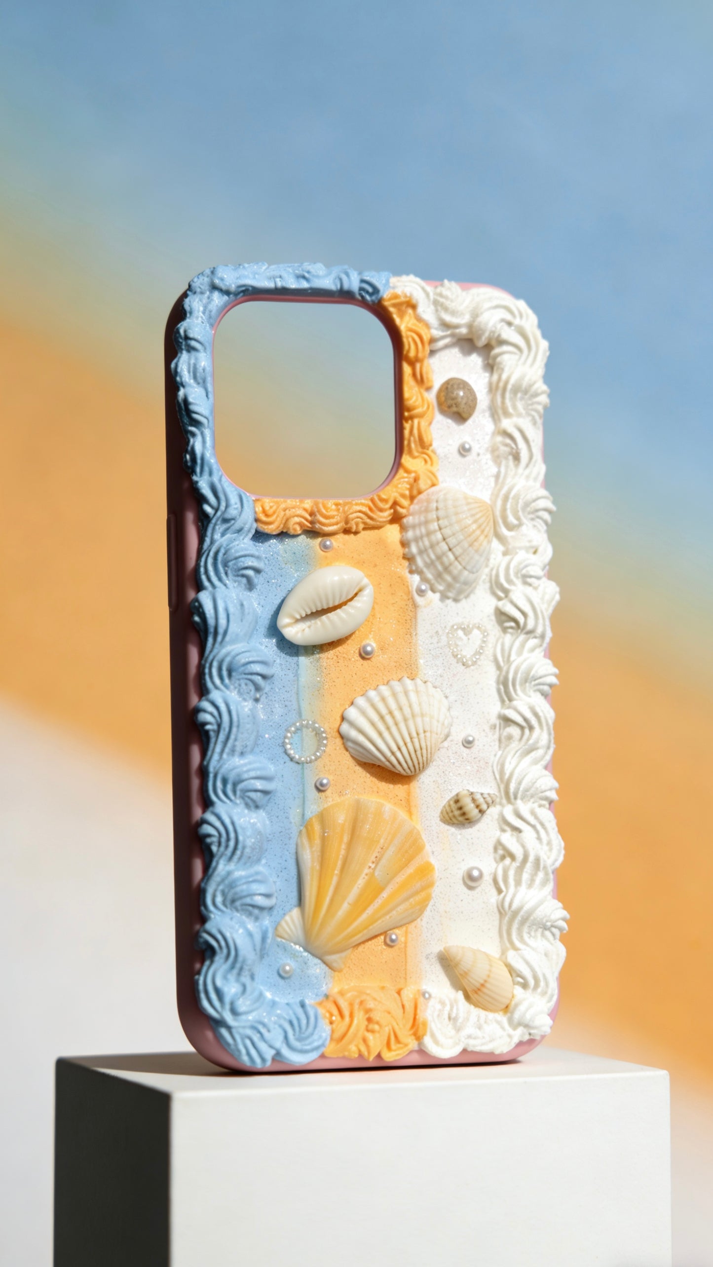 Coque de téléphone faite main avec colle crème « Vibrant Bloom » 