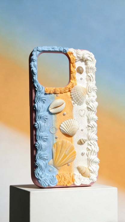 Coque de téléphone faite main avec colle crème « Vibrant Bloom » 