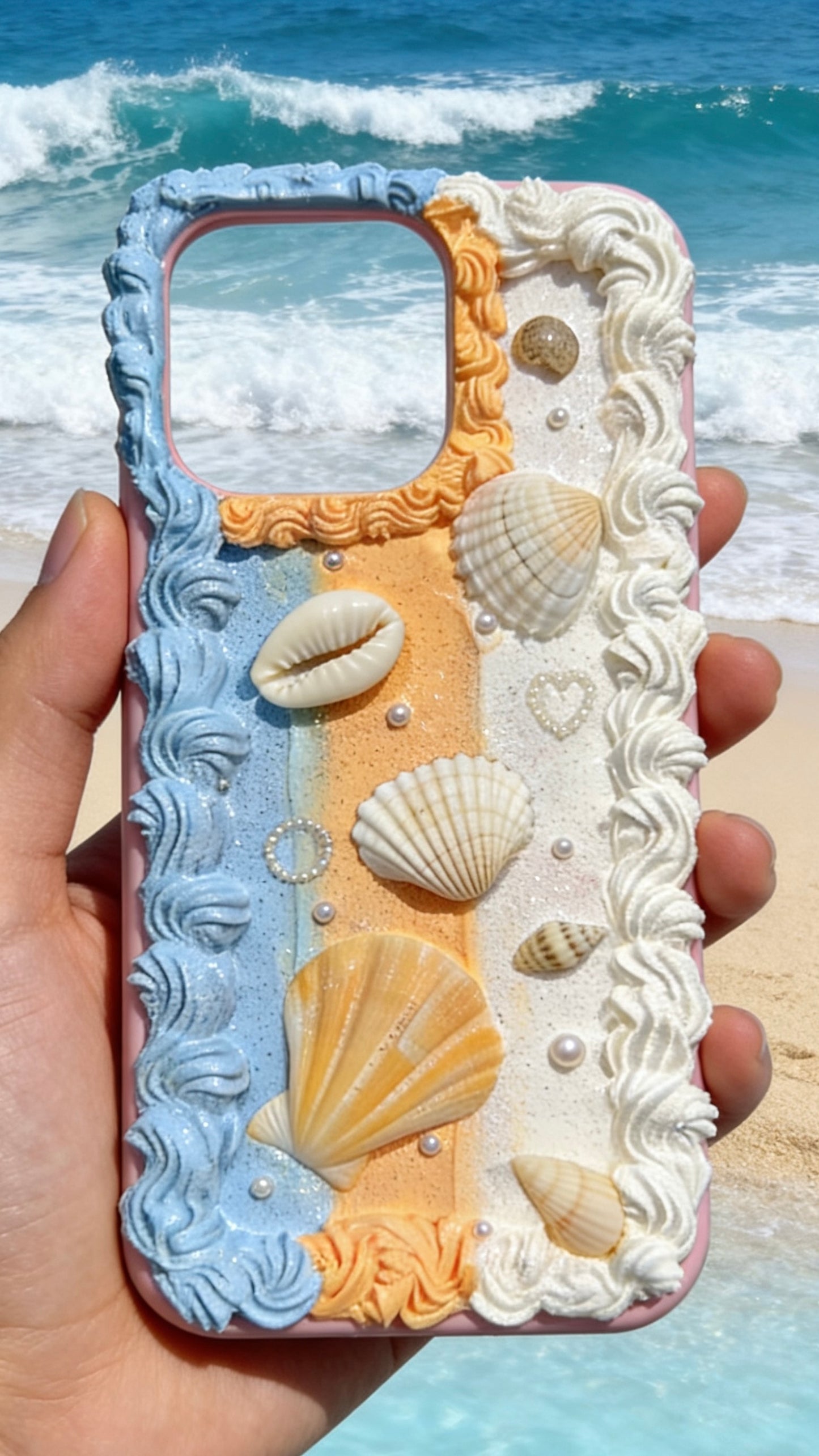 Coque de téléphone faite main avec colle crème « Vibrant Bloom » 