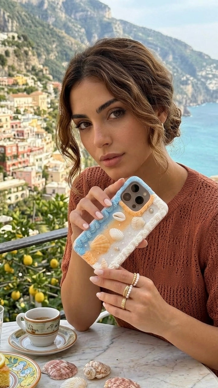Coque de téléphone faite main avec colle crème « Vibrant Bloom » 