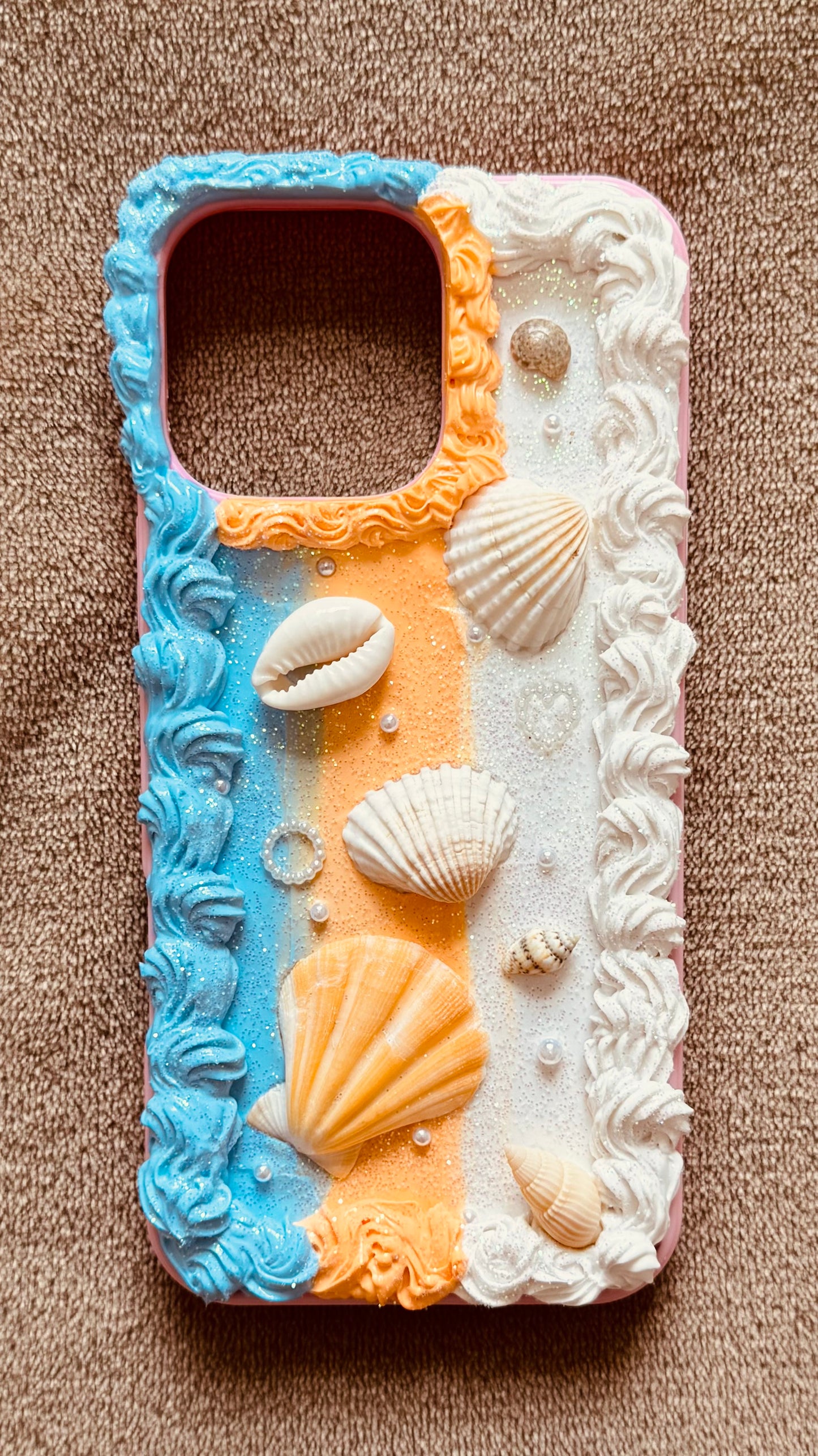Coque de téléphone faite main avec colle crème « Vibrant Bloom » 