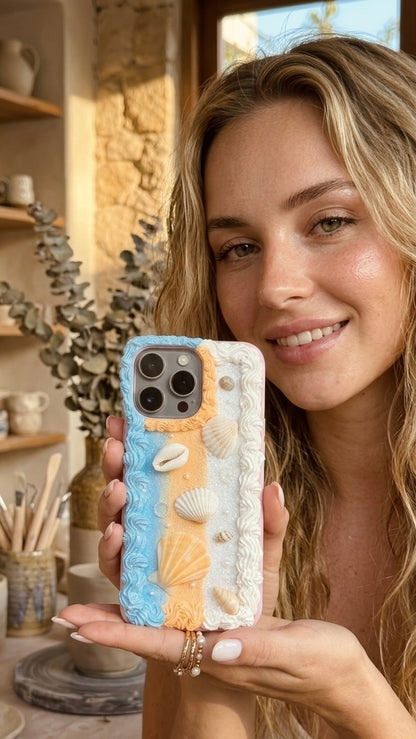 Coque de téléphone faite main avec colle crème « Vibrant Bloom » 