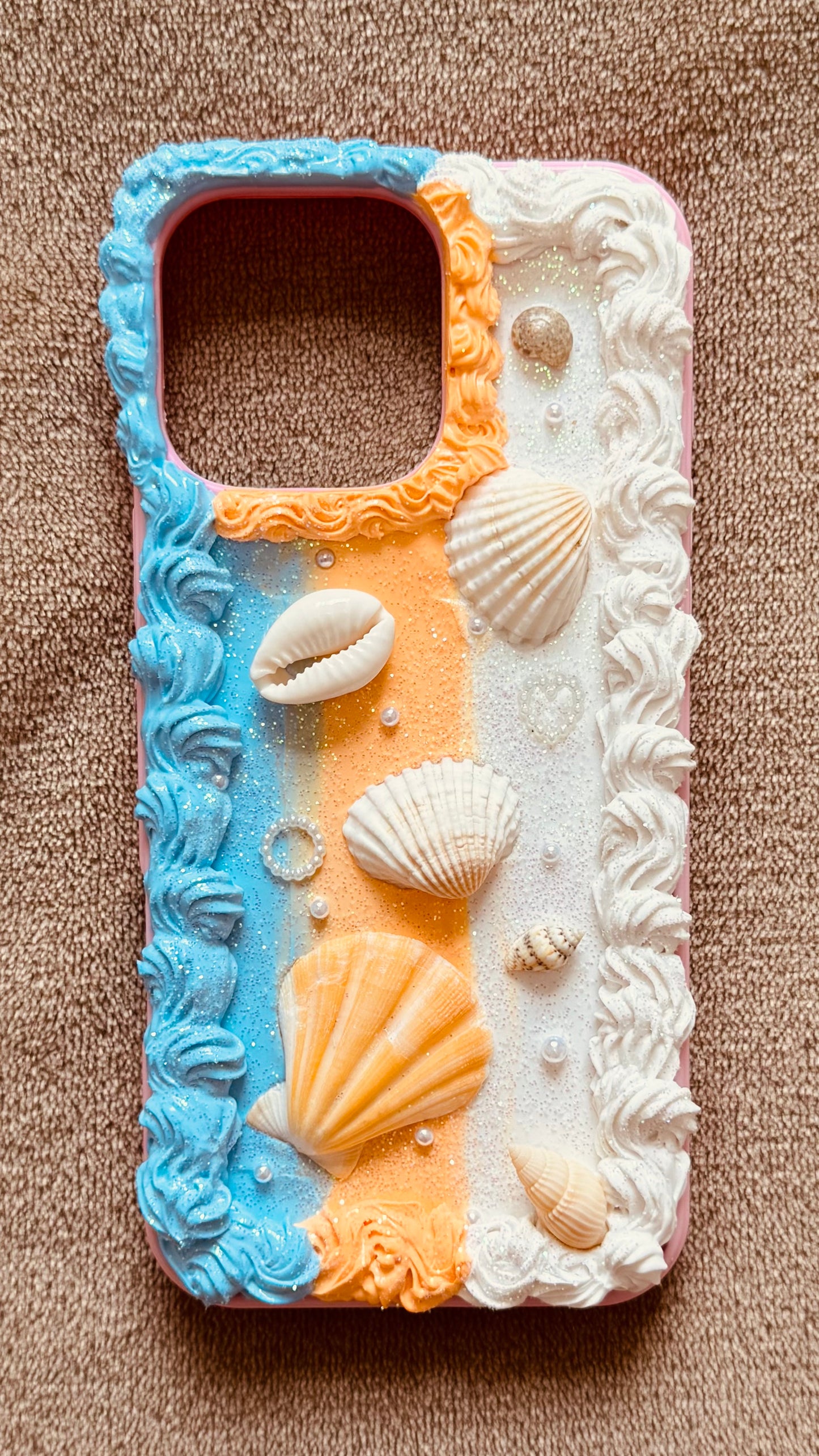 Coque de téléphone faite main avec colle crème « Vibrant Bloom » 