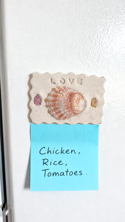 Seashell Art Clay Magnets | Beach Coastal Home Decor