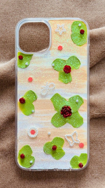 Matcha Rose & Pearls: Romantic Handmade Decoden Case
