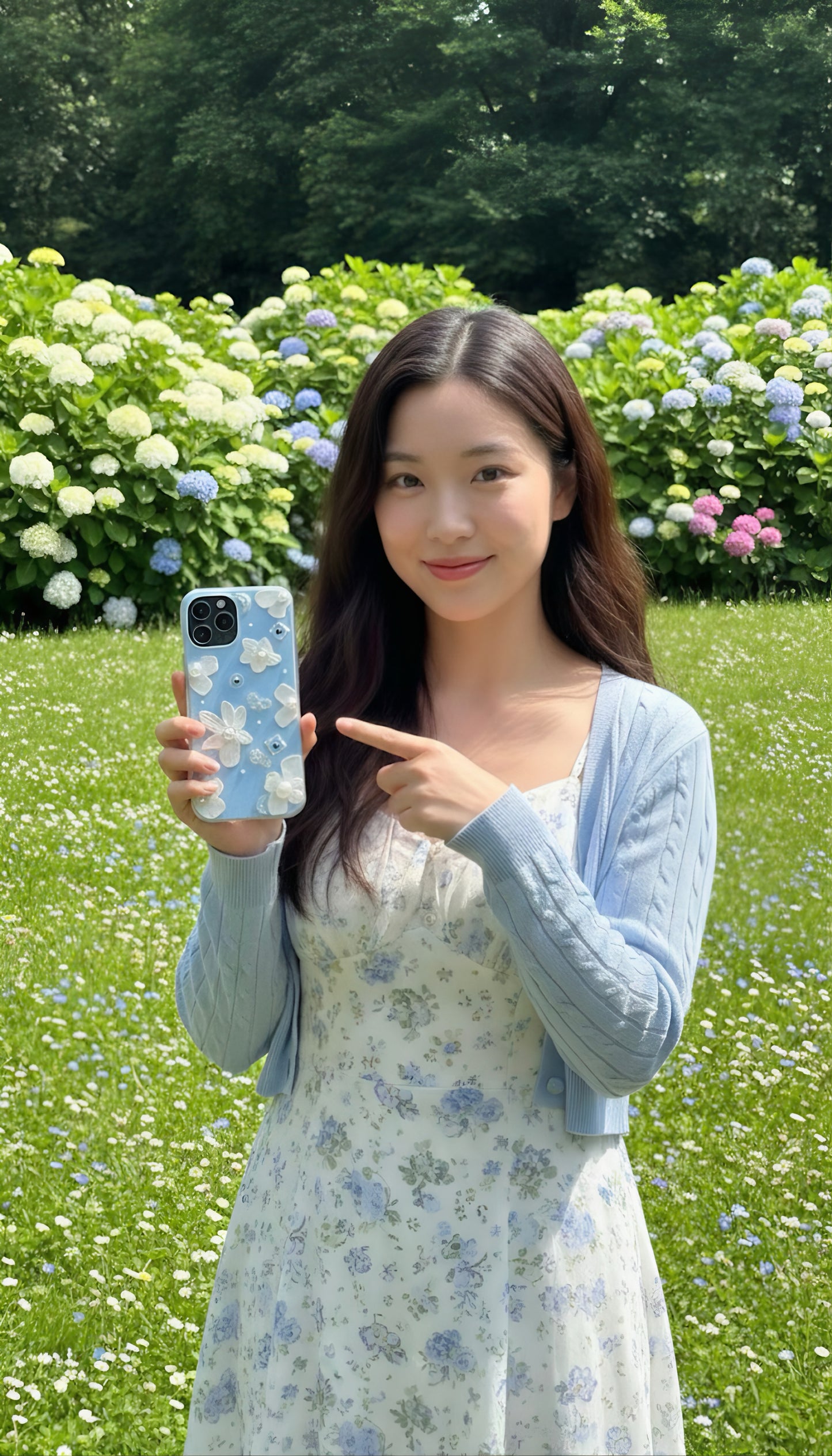 Blue Garden Pearl Flower Phone Case – Cute Nature Style