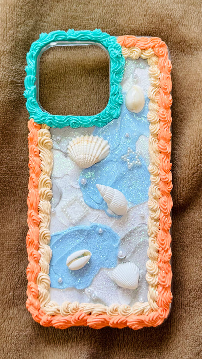 Coastal Shell Decoden Case | Handmade Y2K Mermaidcore Art