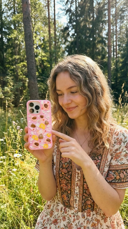 Cute Nature Candy Phone Case with Pine Nuts & Almond Shells
