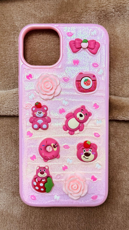 Coque de téléphone faite main avec colle crème « Vibrant Bloom » 
