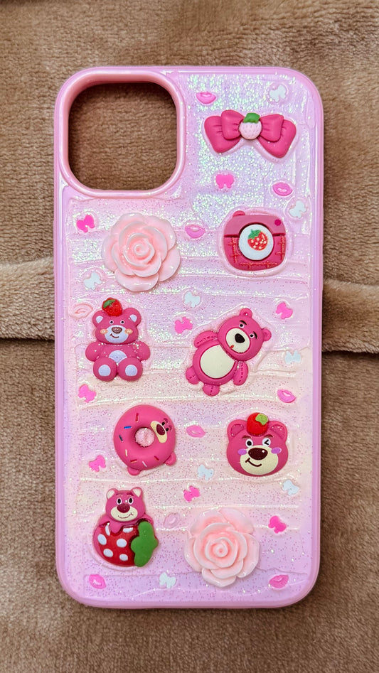 Coque de téléphone faite main avec colle crème « Vibrant Bloom » 