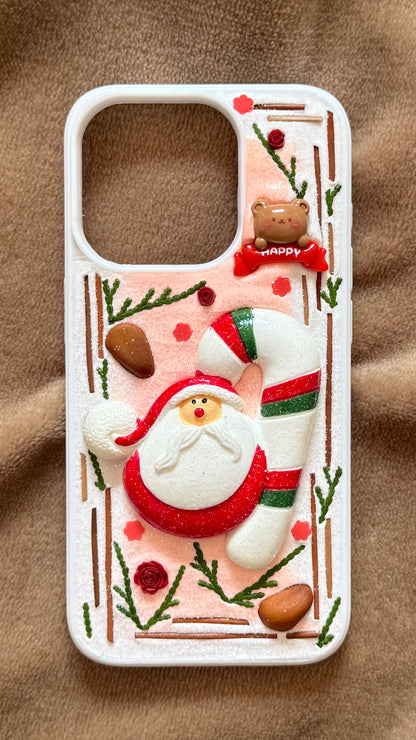 Cute Santa & Candy Cane Christmas 3D Handmade Phone Case