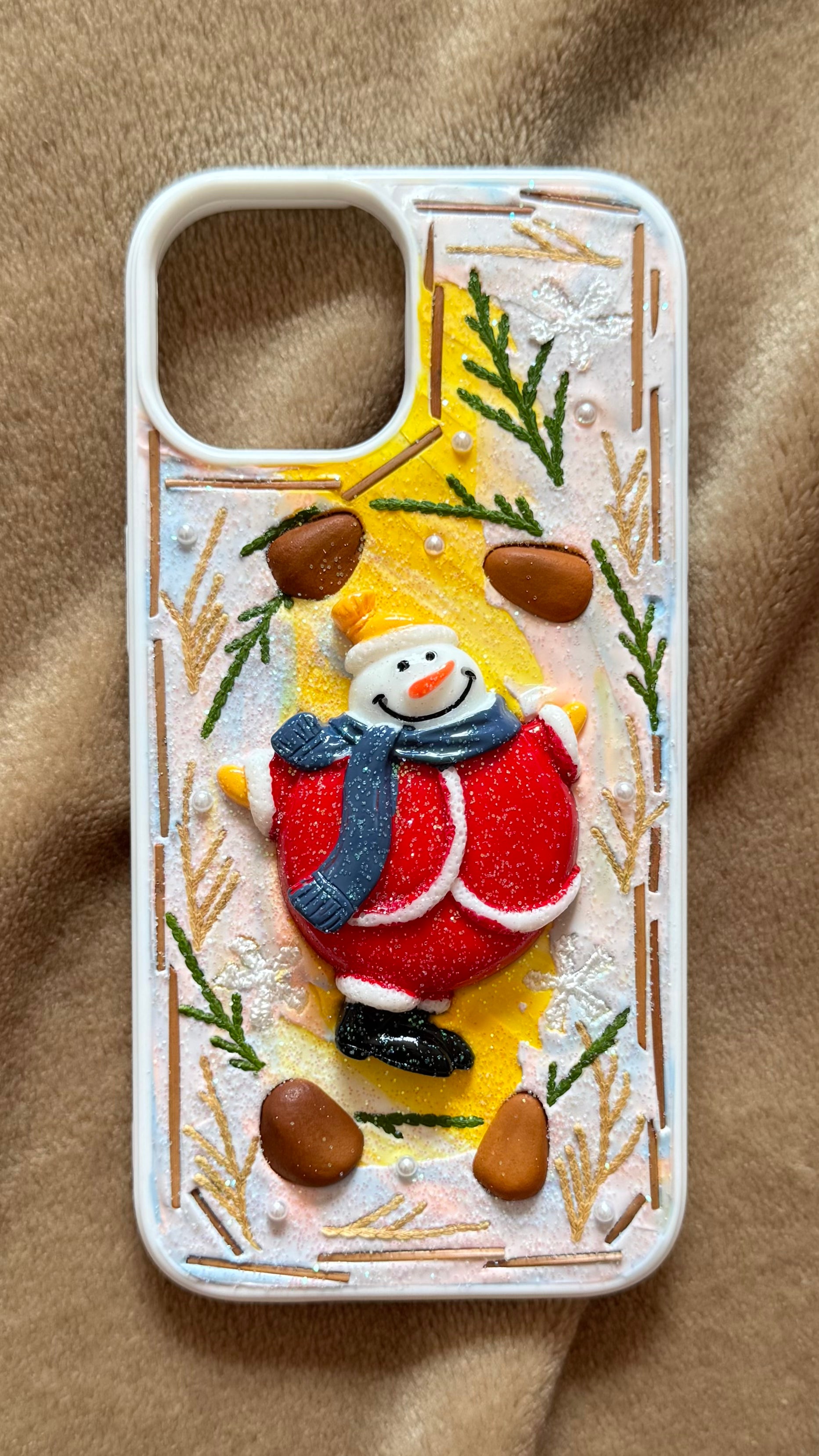 Cute Snowman Christmas Phone Case – Handmade Winter Design