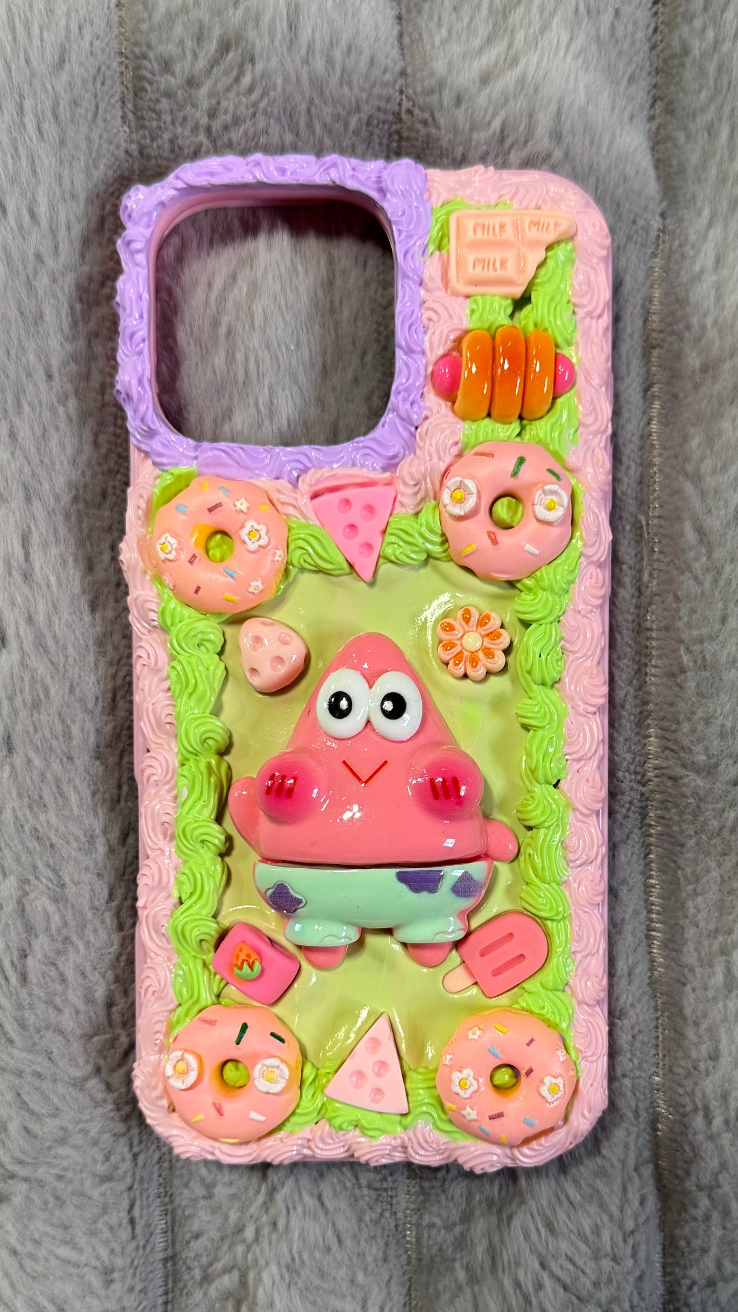 Cute Whipped Cream Phone Case – Patrick Star & Donuts