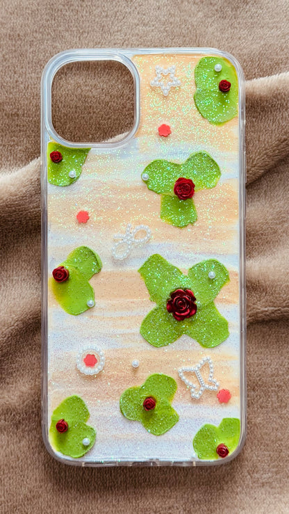 Matcha Rose & Pearls: Romantic Handmade Decoden Case
