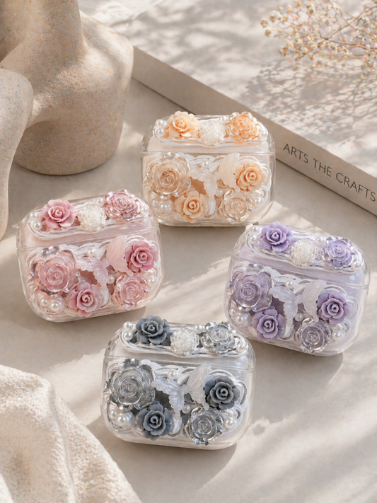 Dreamy 3D Rose & Pearl Floral AirPods Pro Case