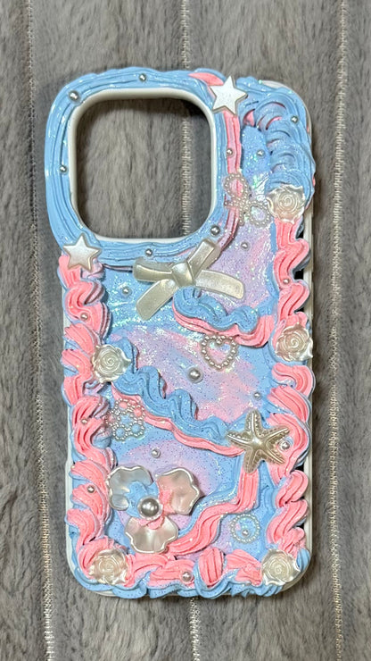 Dreamy Ocean Whip Case – Pastel Pink & Blue Pearl Design