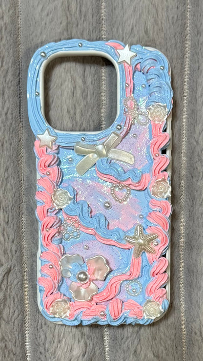 Dreamy Ocean Whip Case – Pastel Pink & Blue Pearl Design
