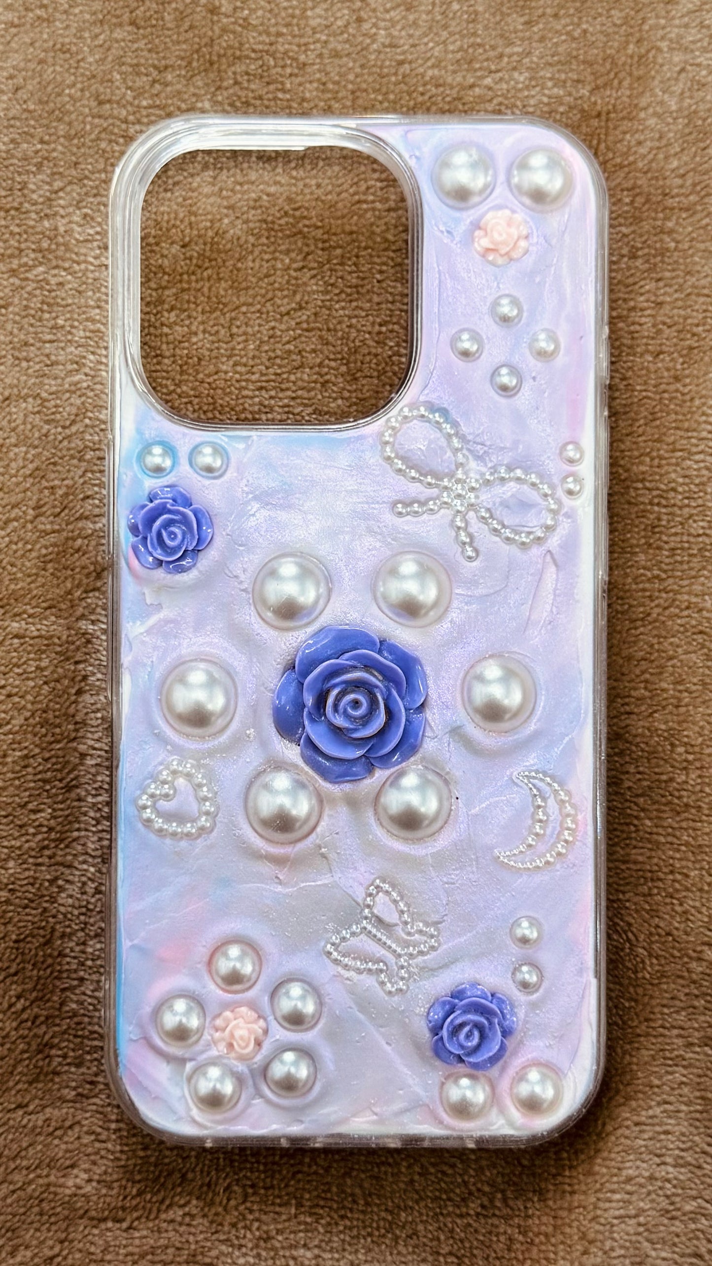 Enchanted Lavender Rose 3D Pearl Aesthetic Phone Case