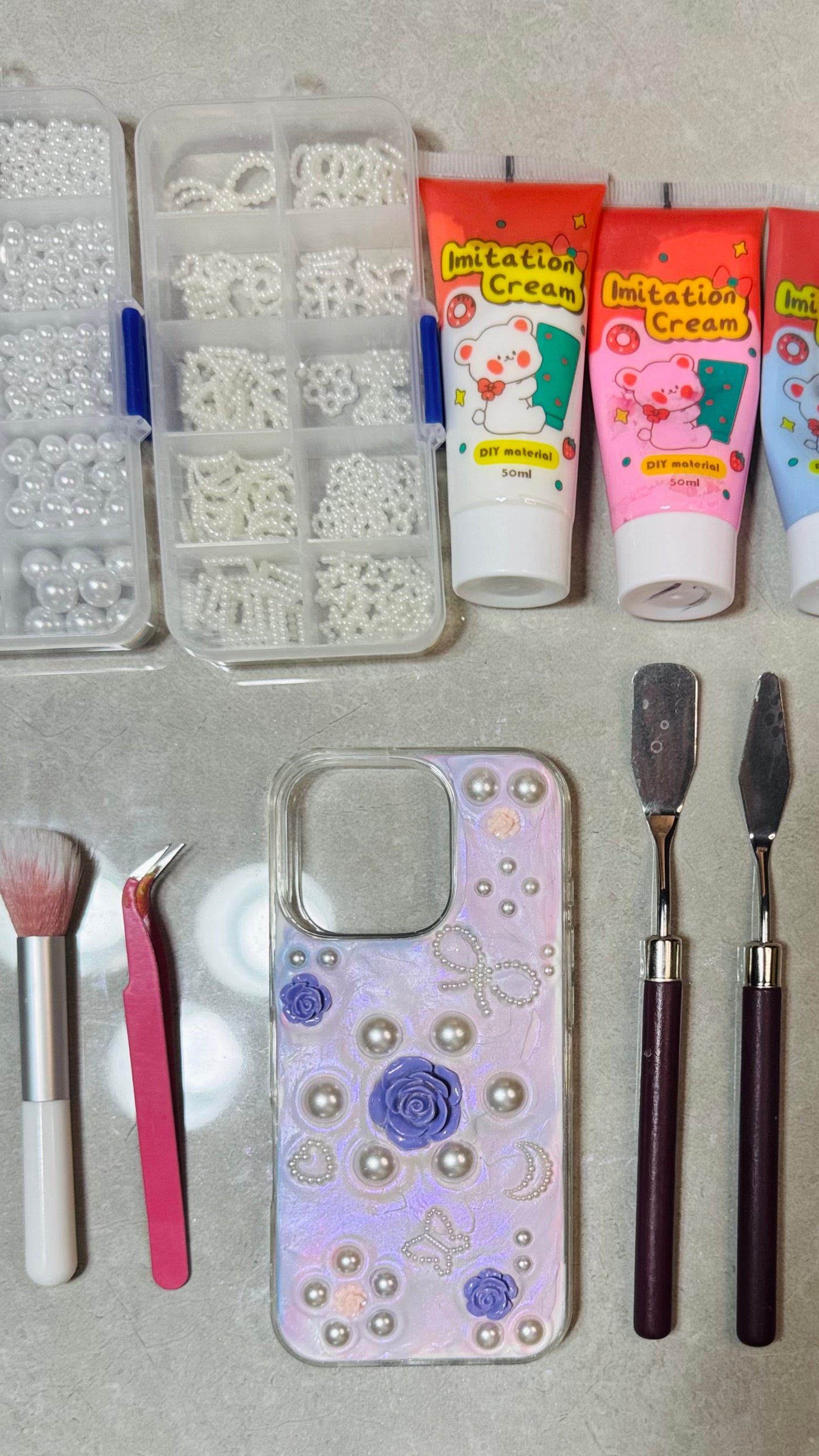 Enchanted Lavender Rose 3D Pearl Aesthetic Phone Case