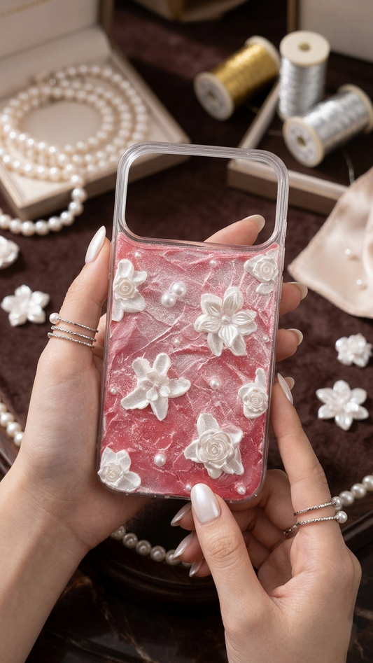 Enchanted Rose Garden 3D Decoden Case - Glittery Red