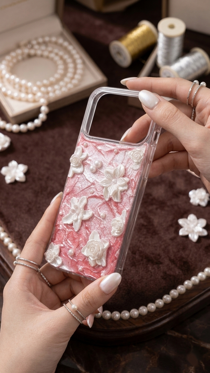 Enchanted Rose Garden 3D Decoden Case - Glittery Red