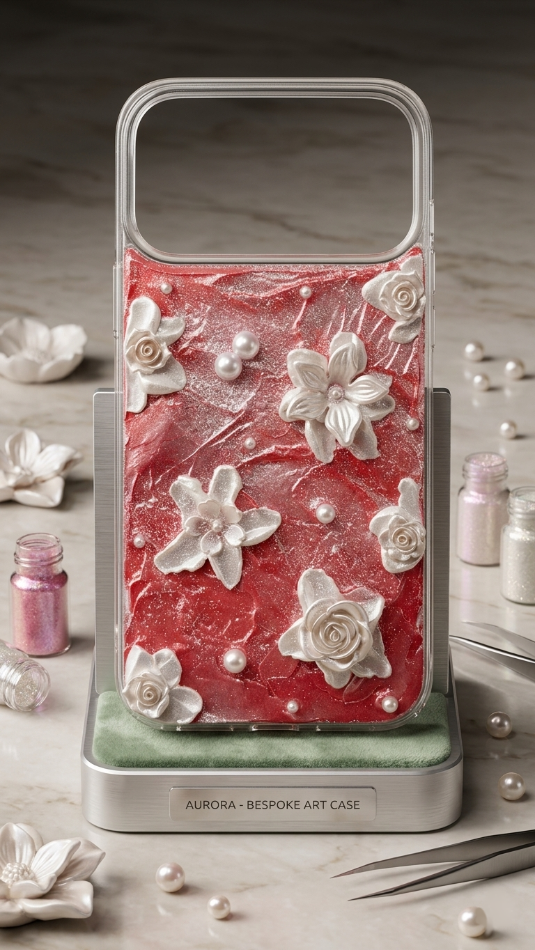Enchanted Rose Garden 3D Decoden Case - Glittery Red