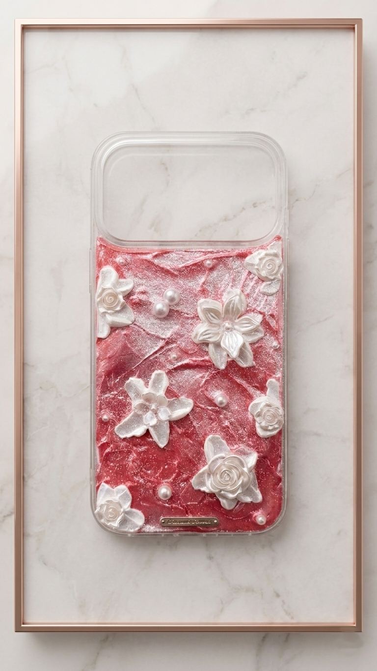 Enchanted Rose Garden 3D Decoden Case - Glittery Red
