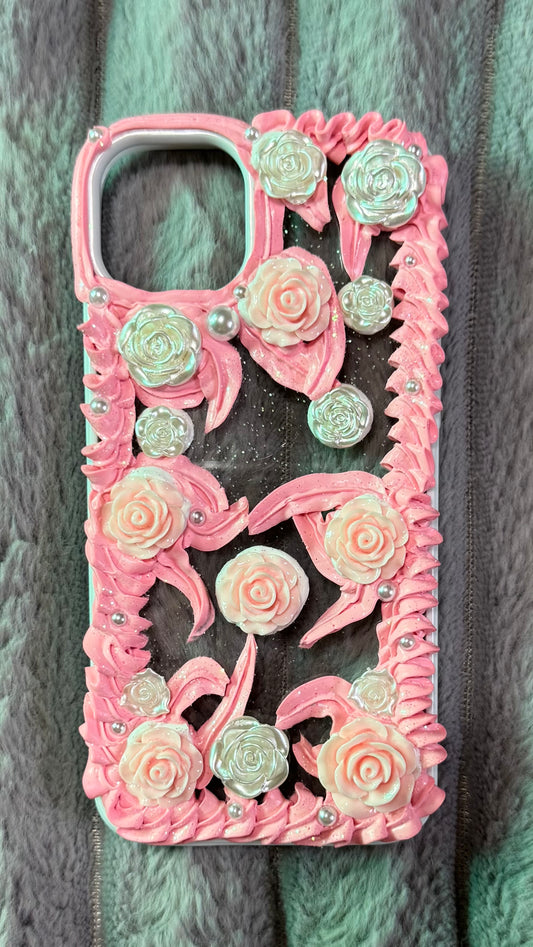 Fairy Pink Whipped Rose Case 🌸 Handmade Dreamy Phone Cover